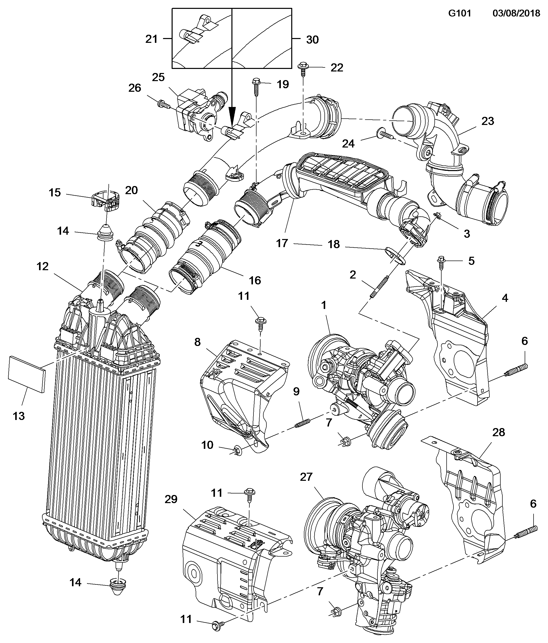 OPEL CORSA F PEUGEOT 1.2 EURO 6 TURBO HAVA HORTUMU GM 9677537380  98127358 3640157